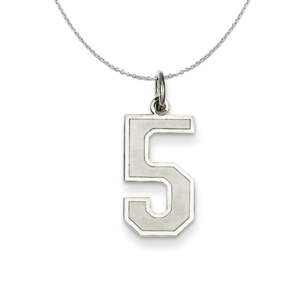 Sterling Silver, Jersey Collection, Medium Number 5 Necklace - 18 Inch
